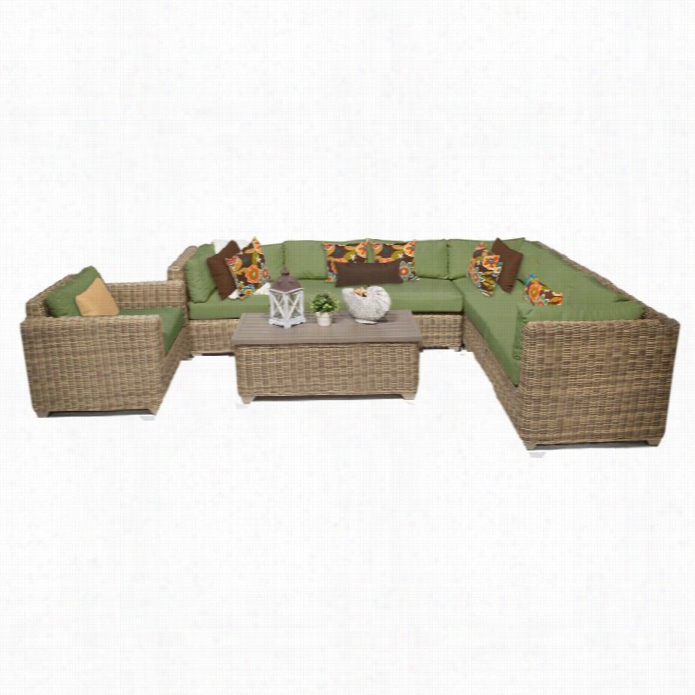 Tkc Cape Cod 8 Piece Outdoor Wicker Sofa Set In Cilantro