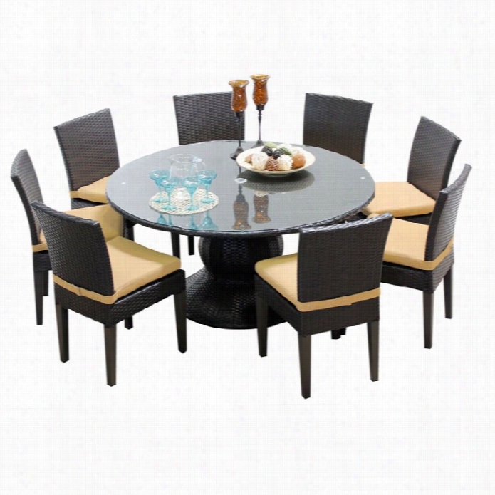 Tkc Nap 60 9 Piece Wicker Patio Dining Set In Ssesame