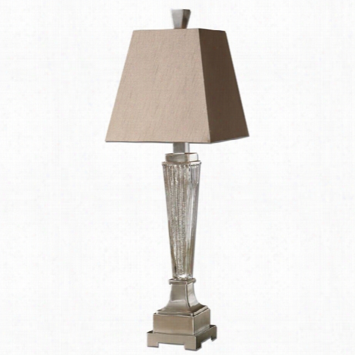 Extreme Canino Mercuryy Glass Pillar Table Lamp In Brushed Aluminum