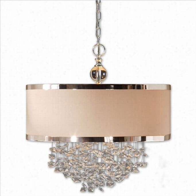 Uttermost Fascination 3 Light Slken Silver Plated Drum Pendant