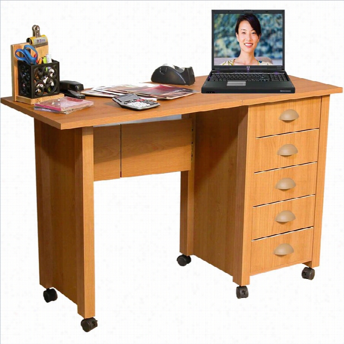 Venture Horizon Mobile Wood Computer Dek In Oak