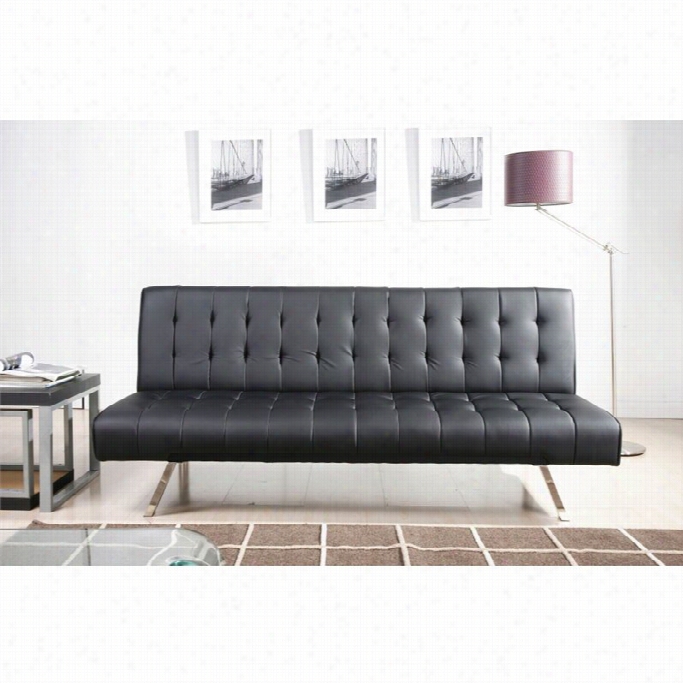 Abbyson Living Arlington Faux Leather Convertible Sofa In Negro