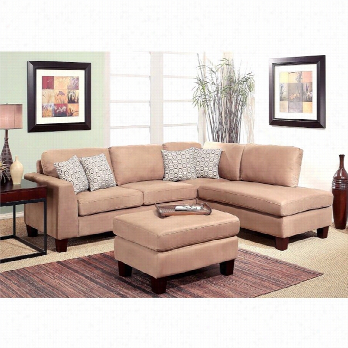 Abbyson Living Maia 3 Piece Fabric Sectional With Ottoman In Beige