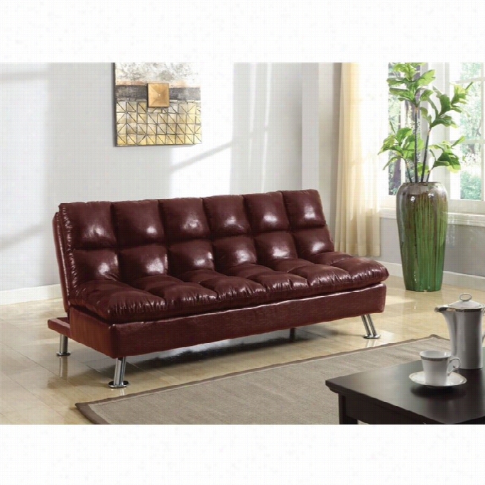 Acme Furniture Tayt E Faux Leather Convertible Sofa In Burgundy