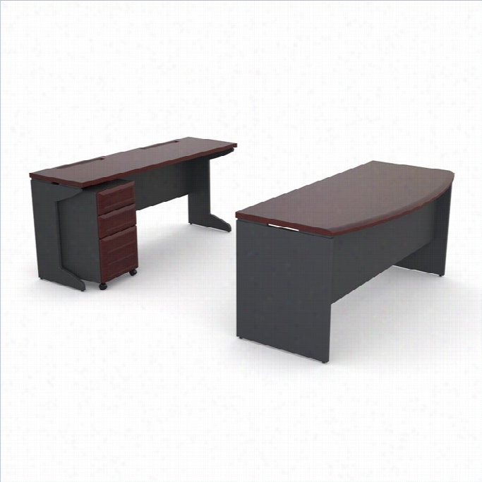 Altra Furniture Pursuit Small Office  Set In Cherry And Gray