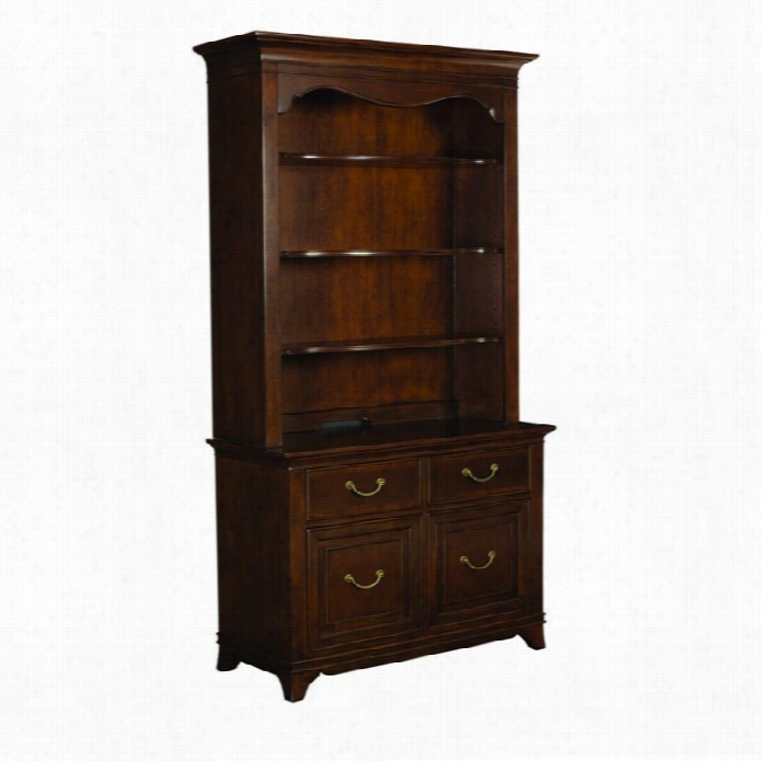 American Drew Cherry Grove Bookcase With Drawers In Mid Tone Brown