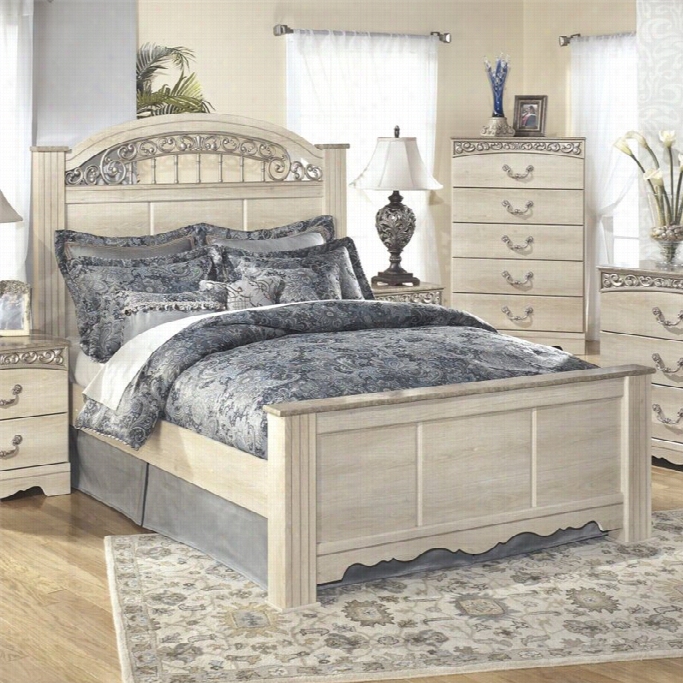 Ashley Ccatalina Woor Sovereign Panel Bed In Antique White