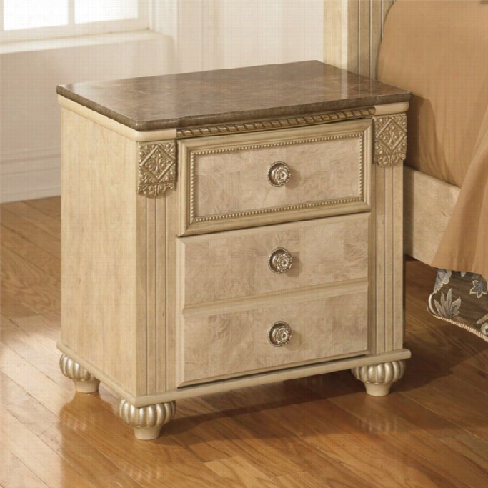 Ashley Saveaha 2 Drawer Wood Nightstand In Beige