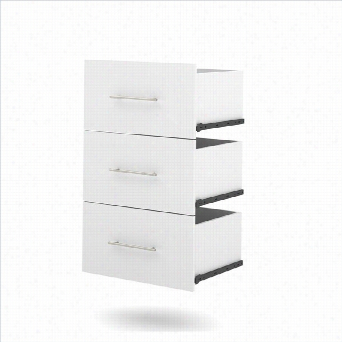 Bestar Ebula 3-drawer Set For 25 Storage Unit In White