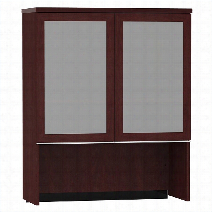 Bushb Bf Mlao2 36w Bookcase Hutch With Glass Doors In Harvest Cherry