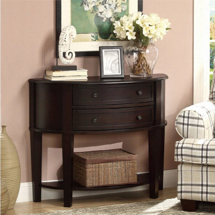 Coaster Demilune Accent Table In Cappuccino