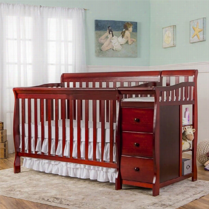 Dream On Me Brody 5-in-1 Ocnvertible Crib With Changer In Cherr