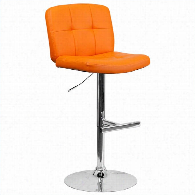 Instant Furniture 25 To 34 Tufted Adjustable Bar Stool In Orange