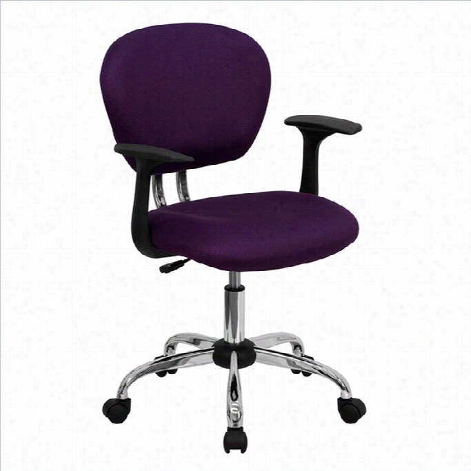 Flash Furniture Mid-back Meshtask Office Chair Upon Arms In Purple