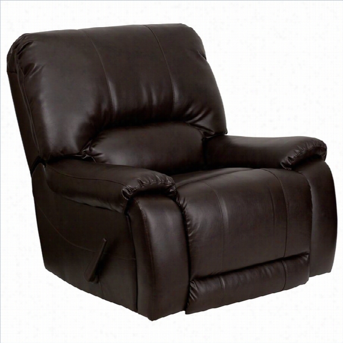 Flash Furniture Overstufged Leather Lev Er Rocker Recliner In Brown