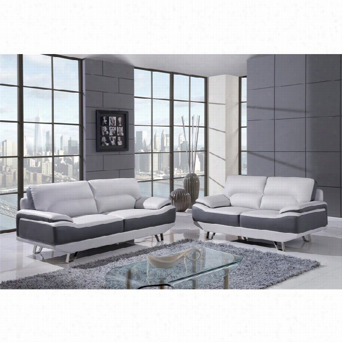 Global Furniture Usa Nafalie 2 Piece Leather Sofa Flow In Gray