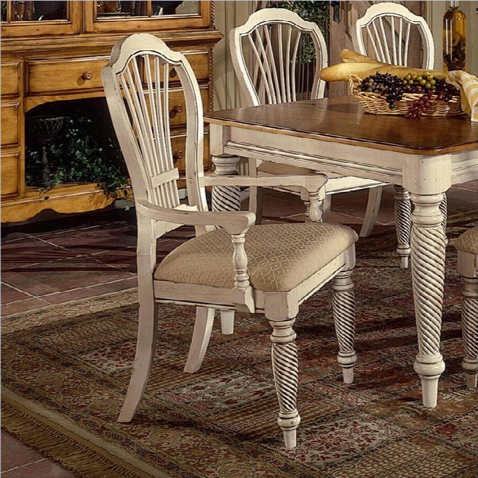 Hi Llsdale Wilshire Fabric Arm Dining Chair In Antique White (set Of )