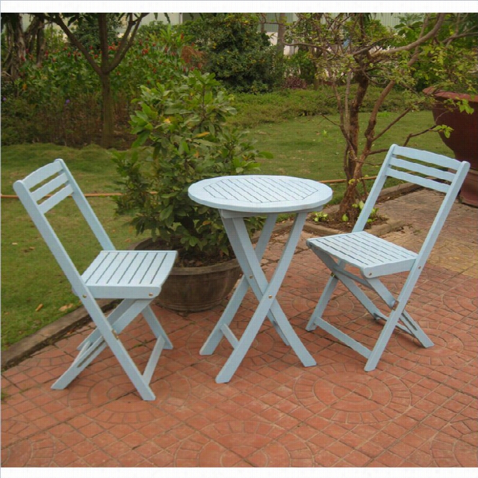 International Caravann Royql Fiji 3 Pc Folding Patio Bistro Set In Lue