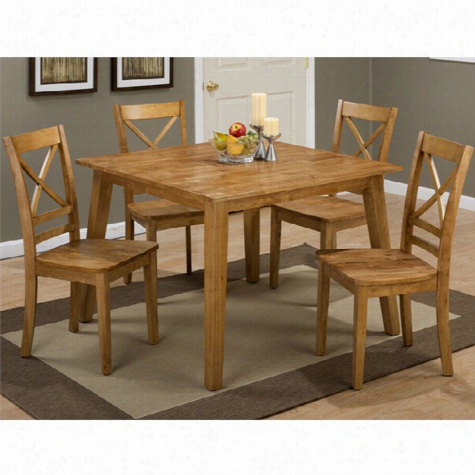 Jofran Simplicity 5 Piece W Ood  Square Dining Set In Honey