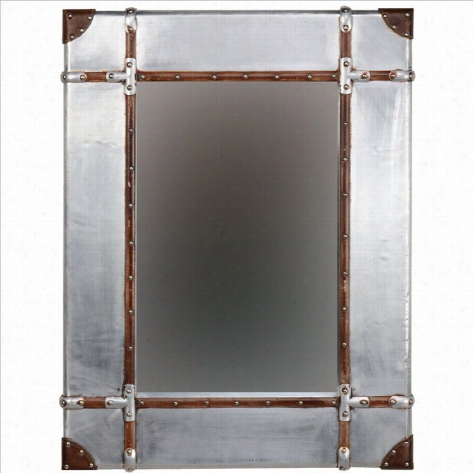 Linon Aluminum Framed Wall Large Reflector In Silver And Brown