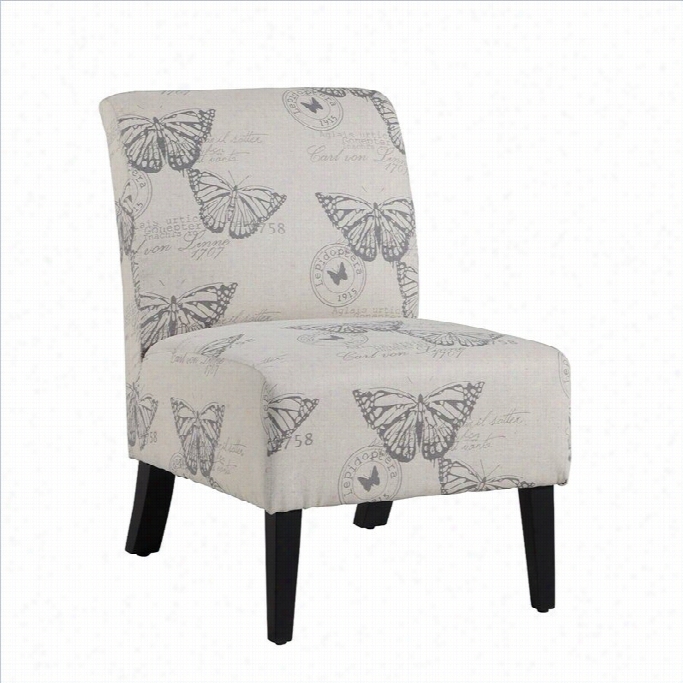 Linon Lily Slipper Chair In Ivory Creature Print