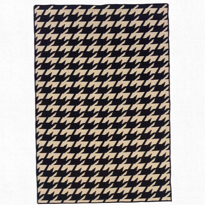 Linon Saloniki 5' X 8' Houndstooth Wool Rug In Blak