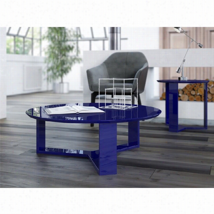 Manhattan Comfort Madison 1.0 Series Round Coffeetablle In  Blue