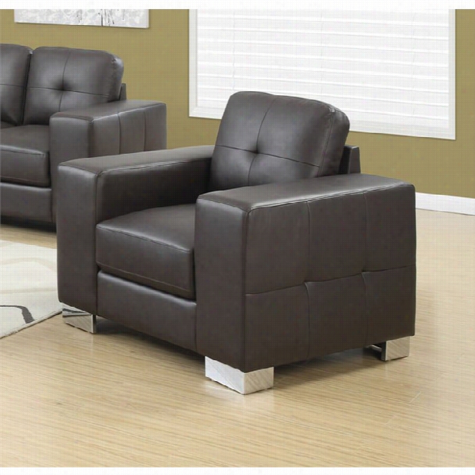 Monarch Leather Accen Chair In Dark Brown