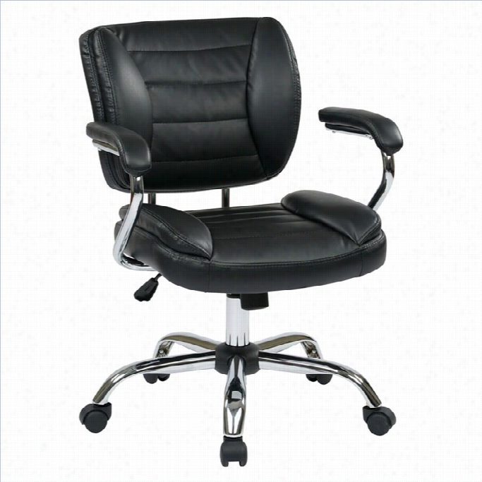 Office Star St Series Task Ogfice Chair Faux Leather In Black