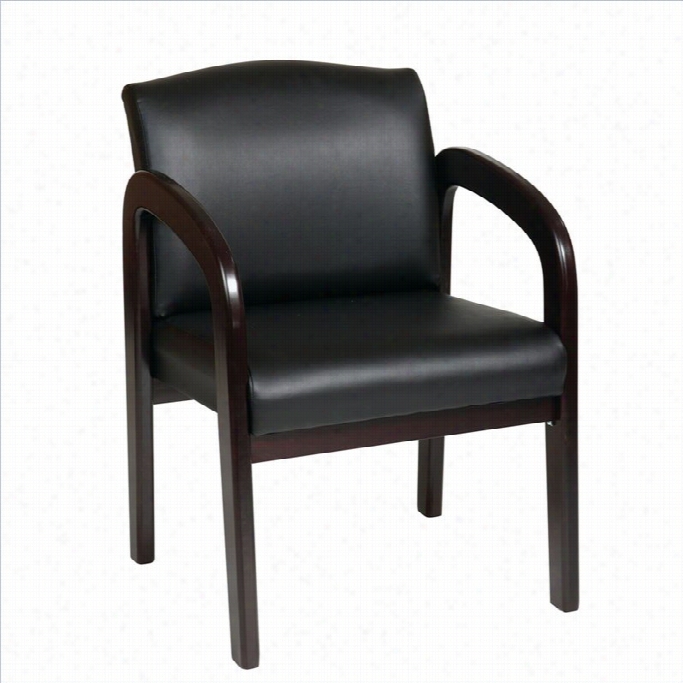 Office Star Wd Faux Leather Wood Visitor Guest Chair In Espresso