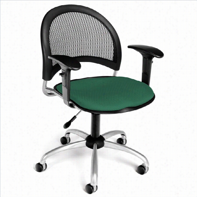 Ofm Moon Swivel Office Chai Rwith Arms In Shamrock Green