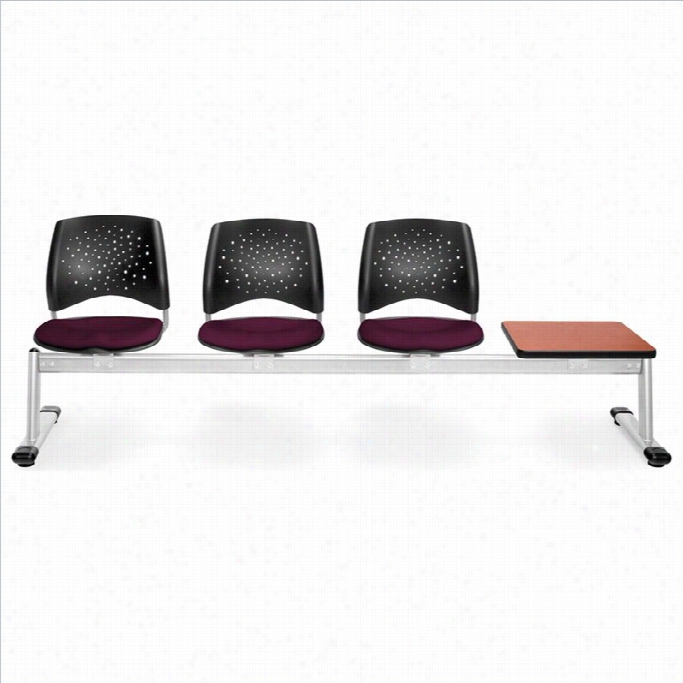 Ofm Star Beam Seatin With 3 Seats And Table In Burgundy Andc Herry