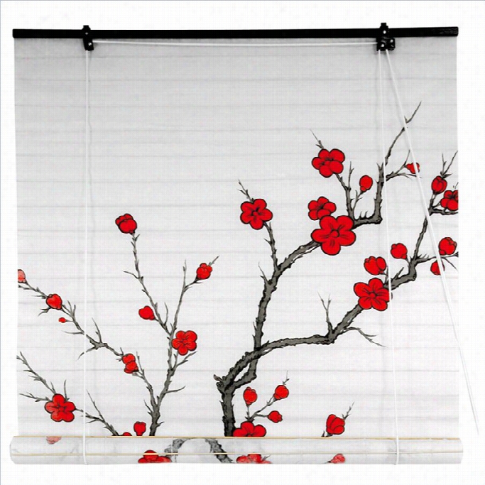 Oriental Furntiure Cherrry Blossom Shooji Blinds In White-36 Inches