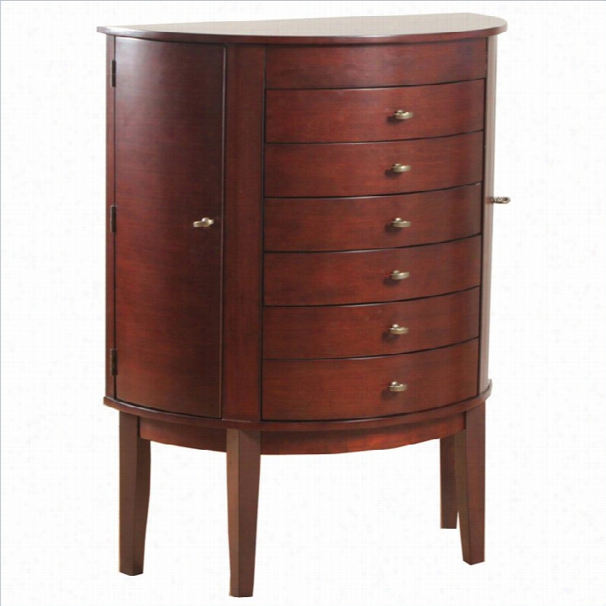 Powell Equipage Demi Jewelry Armoire In Mahogany Brown