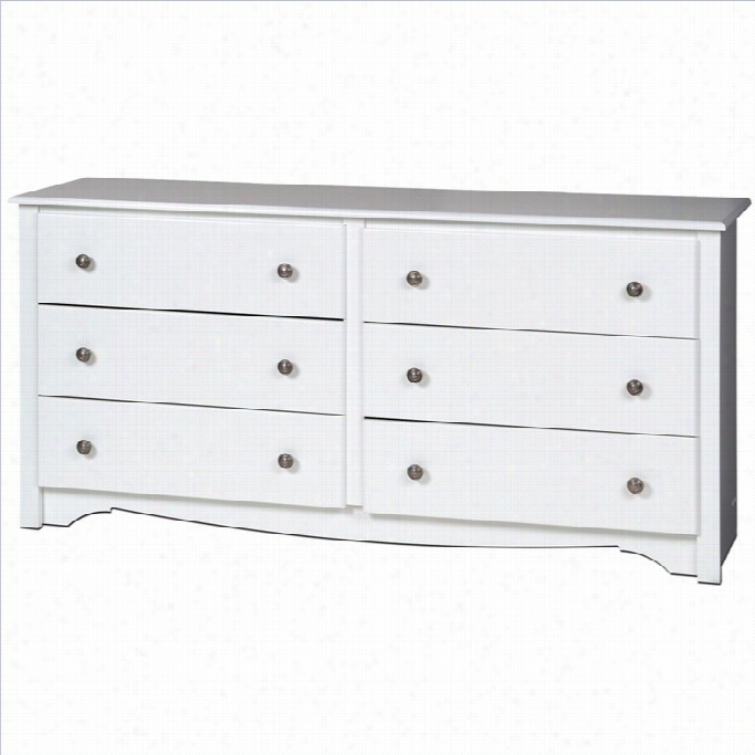 Prepac Monterey White  6 Drawer Double Dresser