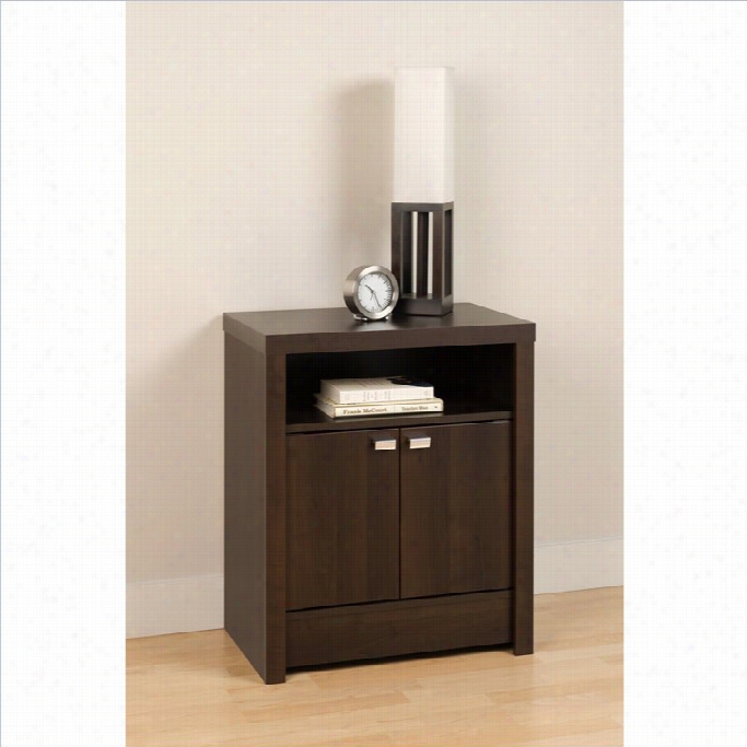 Prepac Series 9 Designer 2 Door Tall Nightstand In Espresso