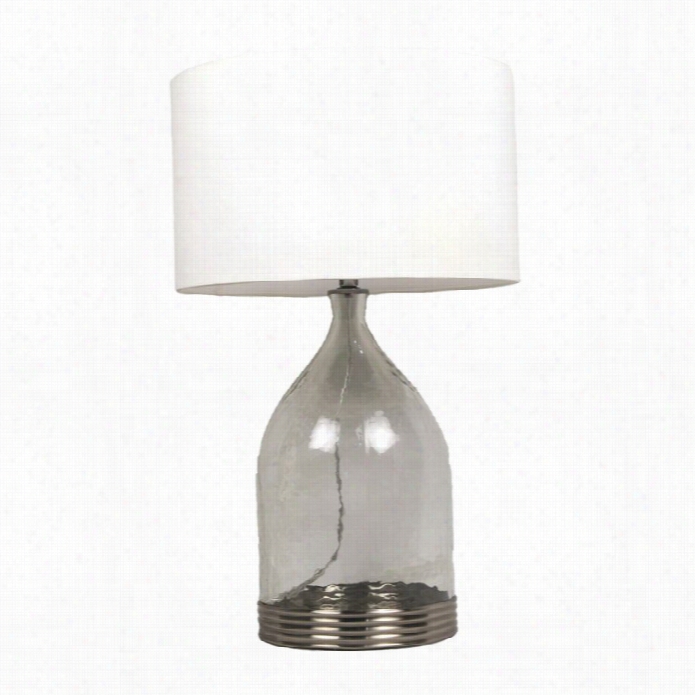 Renwil Darlington Table Lamp In Antique Silver  Metal And Clear Glass