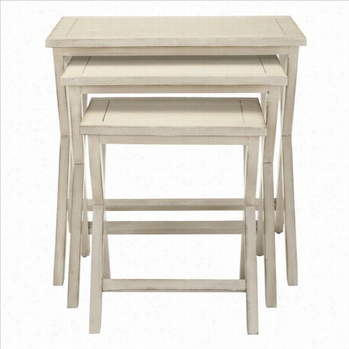 Safavieh Alan Poplar Wood Tray Tabels In White Washed