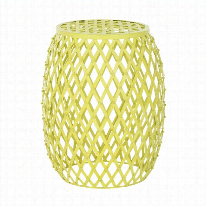 Safavieh Steve Iron Strips Stool In Matte Yellow