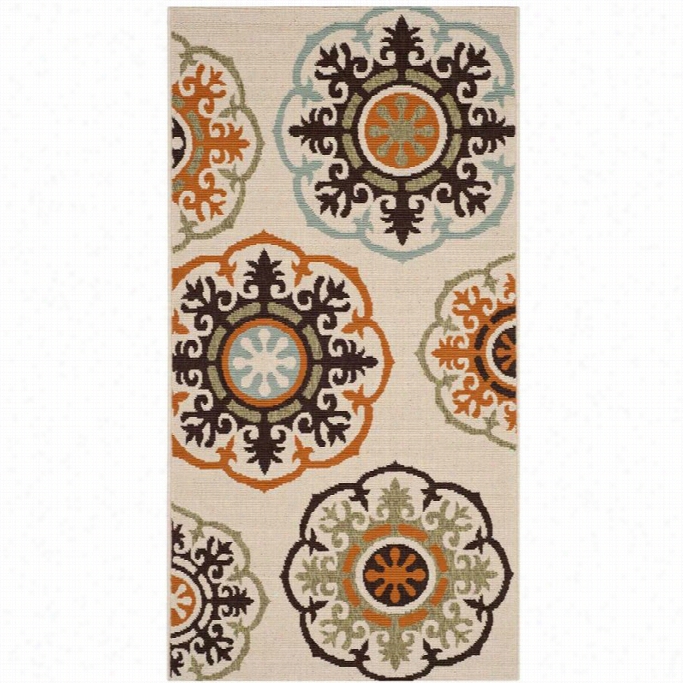 Safavieh Veranda Cream Indoor Outdoor Rug - 4' X 5'7