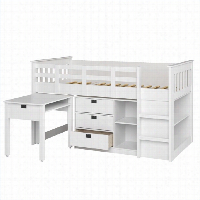 Sonax Corliving Madison Alone Desk An Storage Twin Loft Bed In Snow White