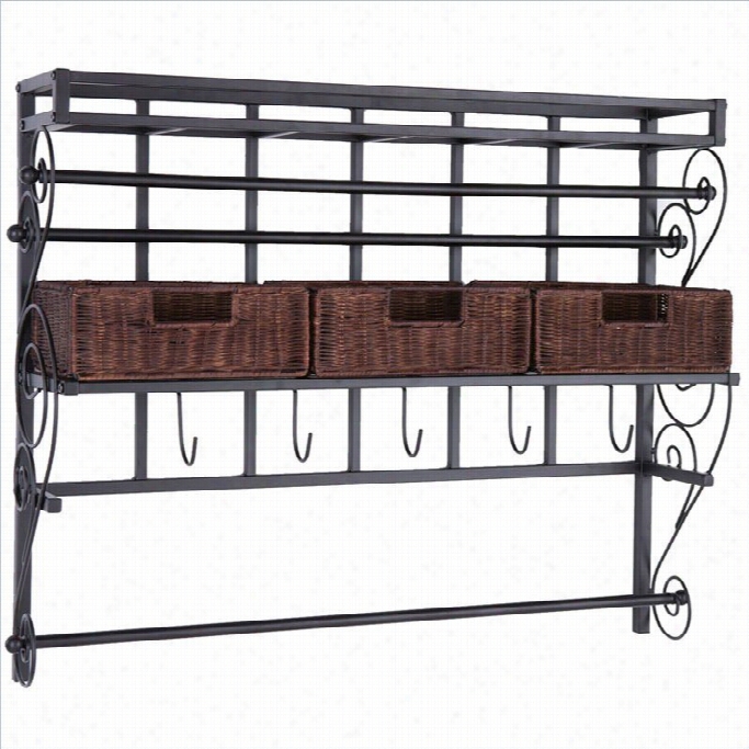 Southern Neterprises Olivia Wall-mmount Craft Storage Rack W/  Baskets In Black