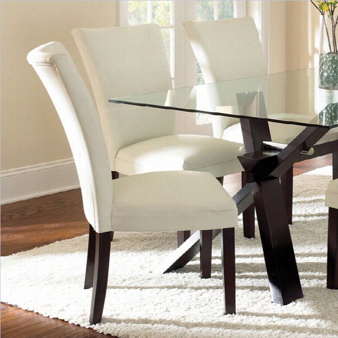 Steve Silver Company Berkley Le Ather Parsons Dining Chair In White