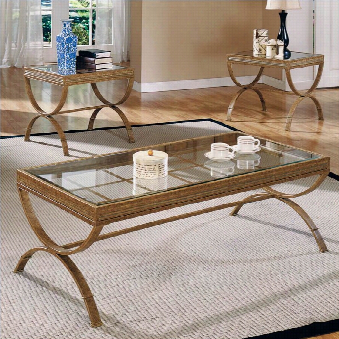 Steve Silver  Company Emerson 3 Piece Coffee And End Table Set In Gold Bronze