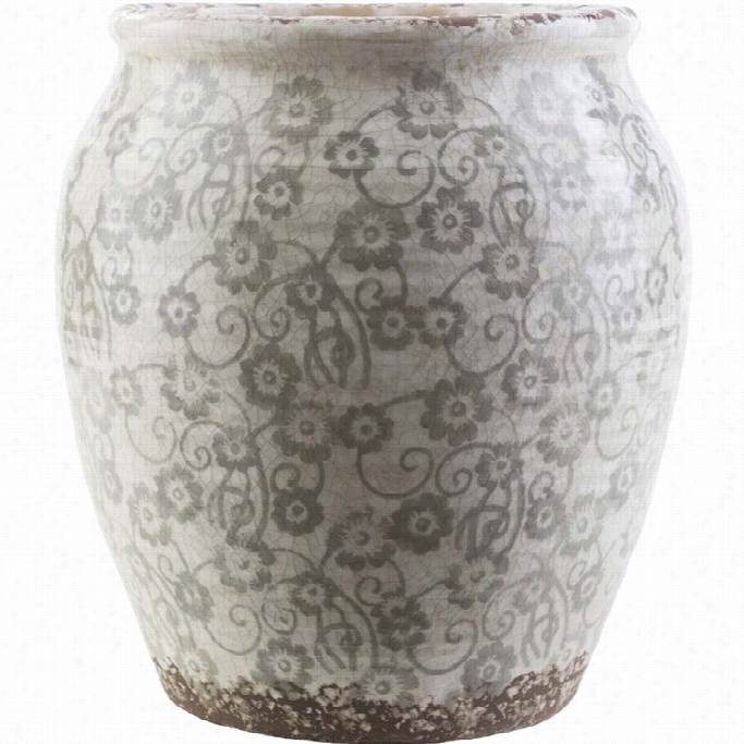 Surya Flora 13 X 11.8  Ceramix Vase Ing Lossy Gray Adn Taupe