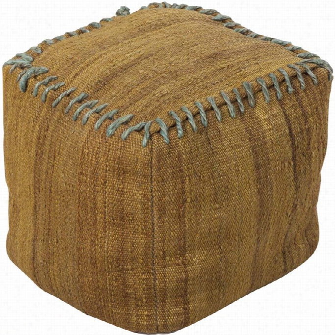 Surya Jute Cube Pouf Ottoman In Yellow