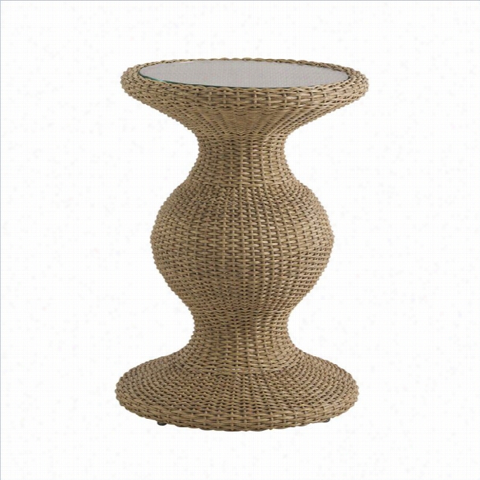 Tommy Bahamma Home Aviano Round Lgass Top Wicker Stress  Table