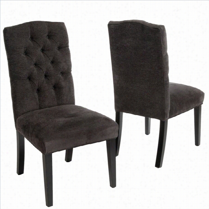 Trent Home Aarron Put A ~ Upon Top Dining Chairs In  Dark Grey (set Of 2)
