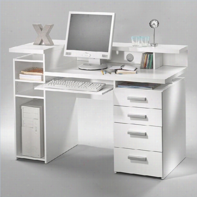 Tvilum Whtman Plus Four Drawer Computer Desk In White