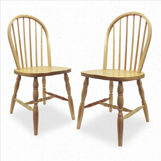 Cheerful Winddor Dinning Chair In Natural Finish (set Of 2)